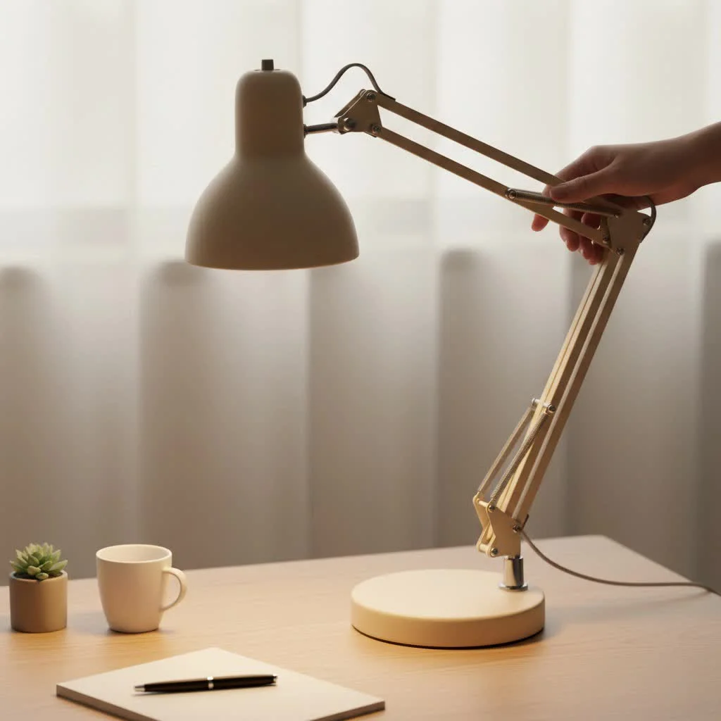OttLite desk lamp illuminating a workspace