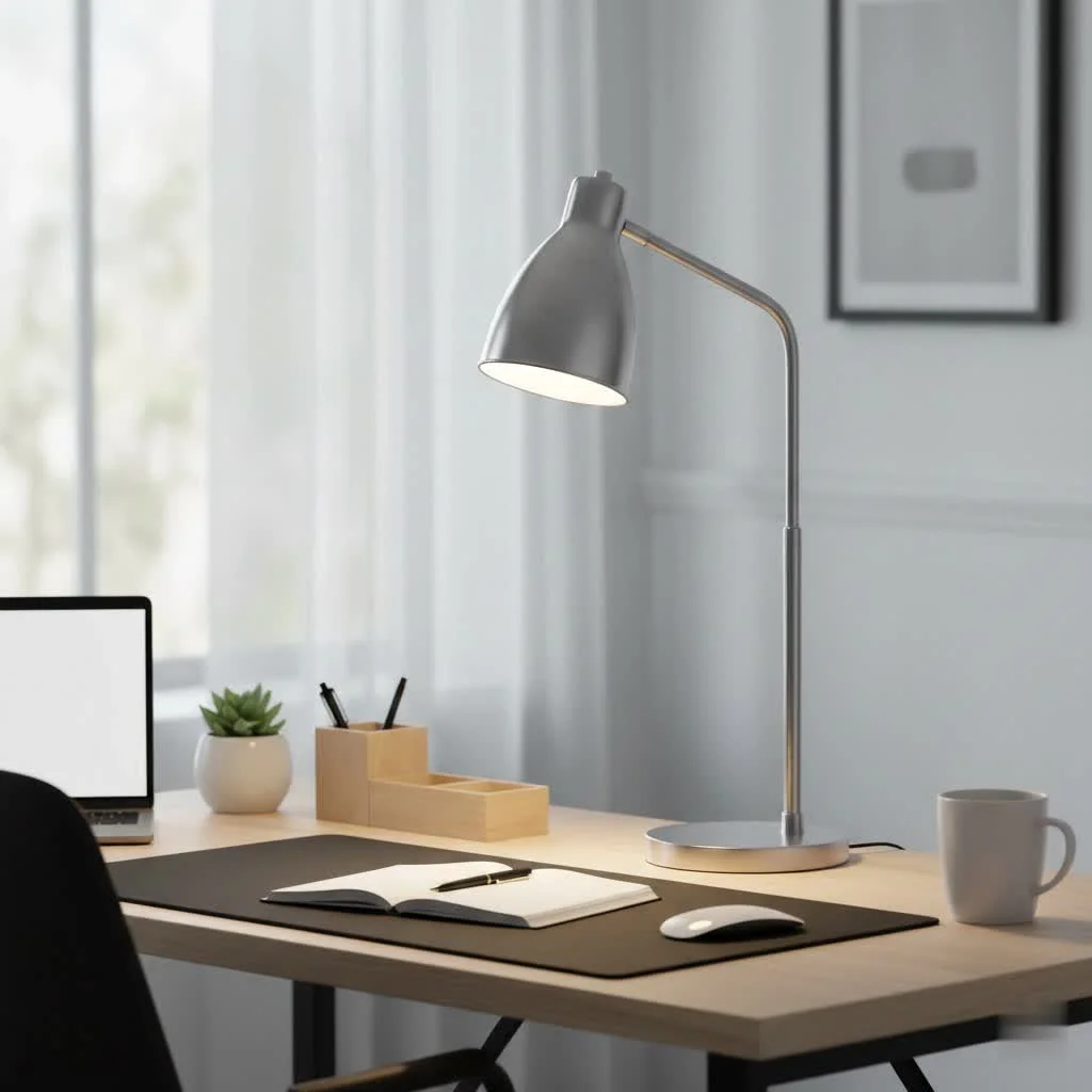 Architect desk lamp illuminating a workspace