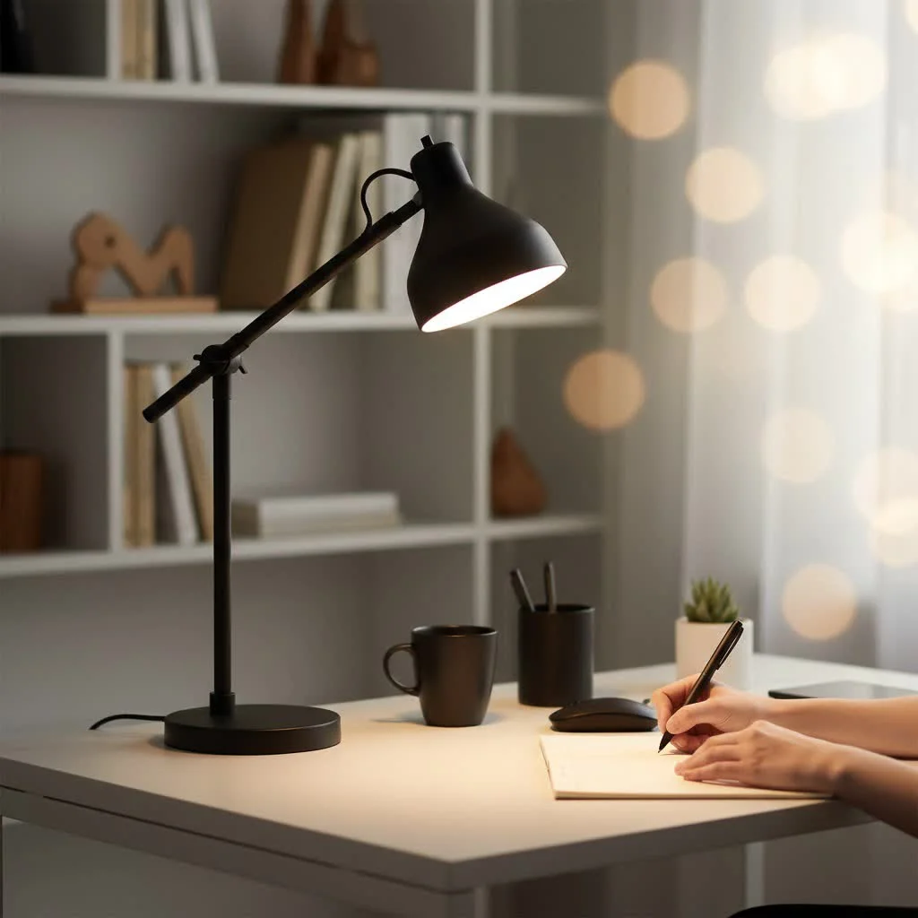 Elegant Mid-Century Modern desk lamp with a brass finish